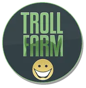 The Troll Farm logo: a grinning yellow smiley under green block letters